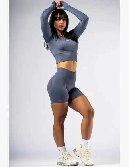 NEBBIA Seamless long-sleeve crop top POWER grey