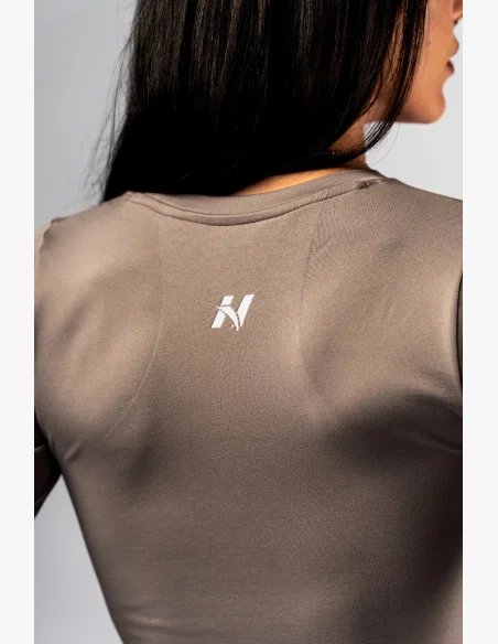 NEBBIA Seamless crop top with long sleeves POWER beige