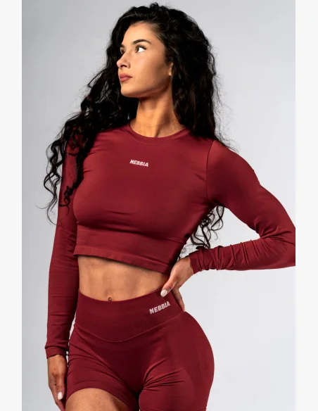 NEBBIA Seamless crop top with long sleeves POWER red