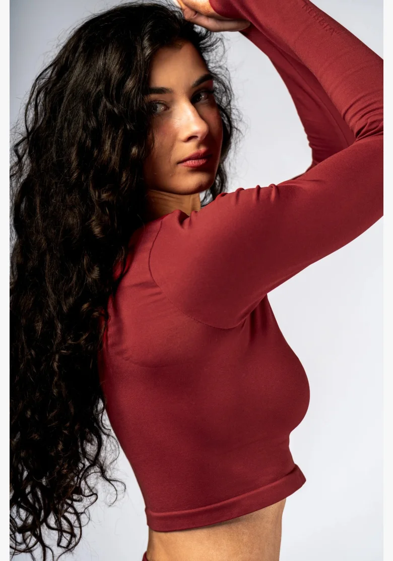 NEBBIA Seamless crop top with long sleeves POWER red