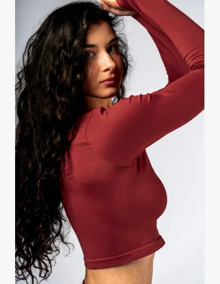 NEBBIA Seamless crop top with long sleeves POWER red