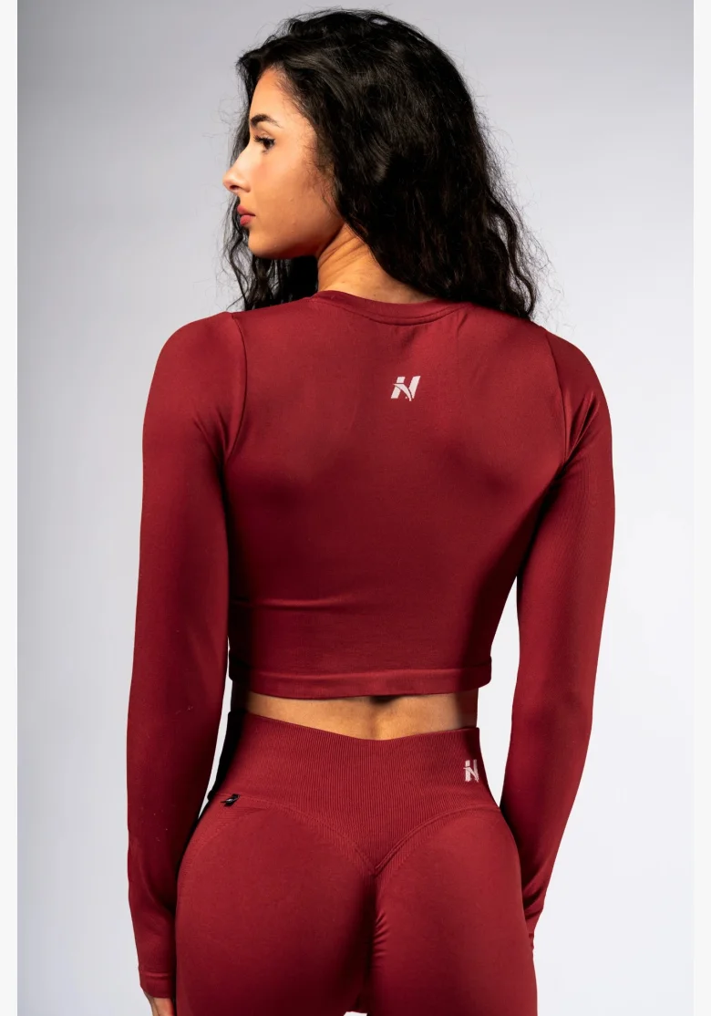 NEBBIA Seamless crop top with long sleeves POWER red
