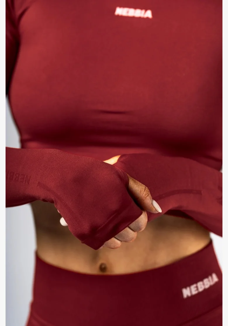 NEBBIA Seamless crop top with long sleeves POWER red