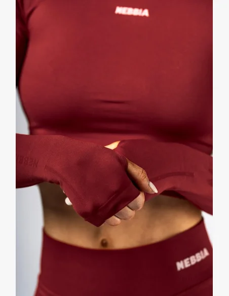 NEBBIA Seamless crop top with long sleeves POWER red