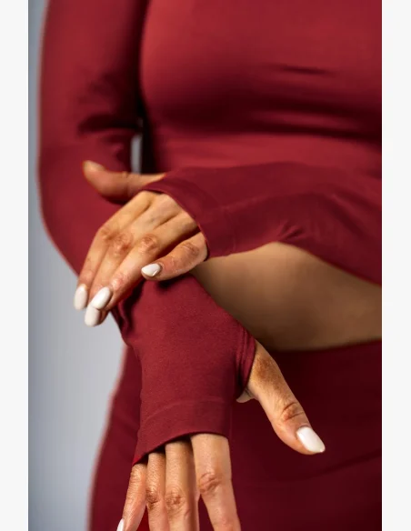NEBBIA Seamless crop top with long sleeves POWER red