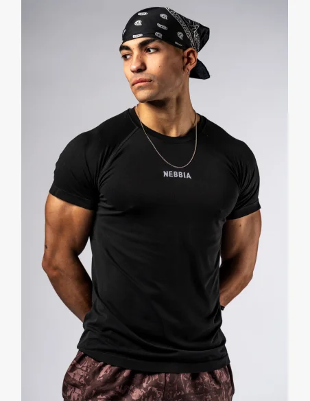NEBBIA Seamless short-sleeved t-shirt POWER black