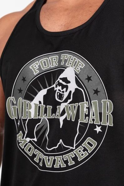 Gorilla Wear men's tank top Casper Stringer – black / green 2